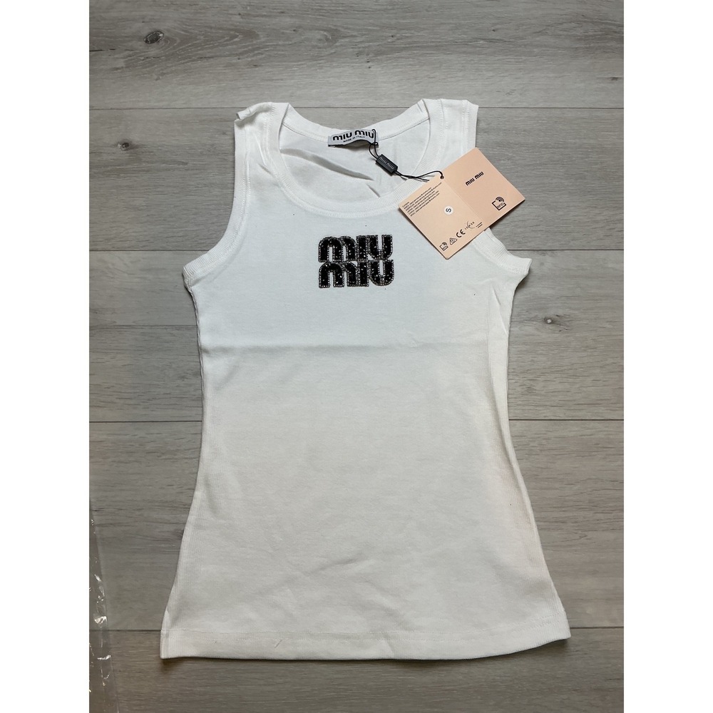 Miu Miu Tank Top White Size Small New With Tags - Picture 3 of 5